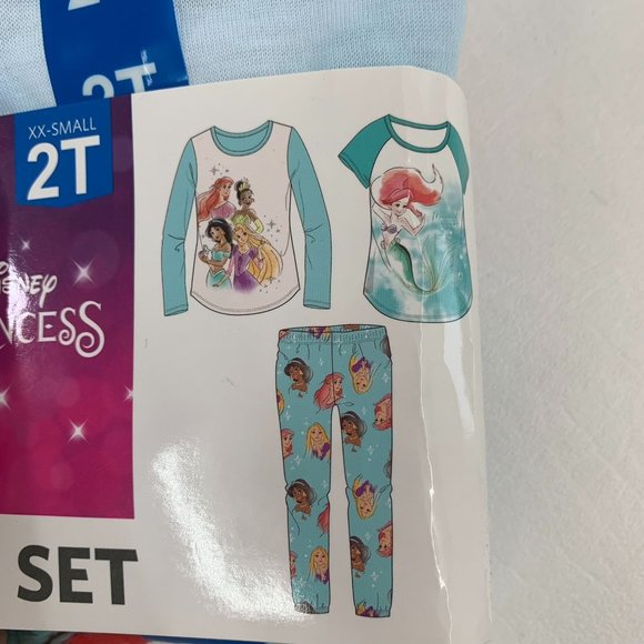 Disney Princess  3-piece Pajama Set 2T Graphic Print Shirts and Pants Blue 2T - Picture 5 of 5